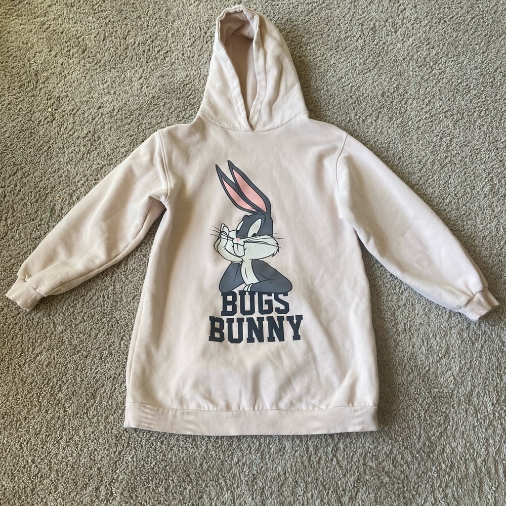 Zara NWOT size 13/14 looney tunes light pink hoodie sweatshirt